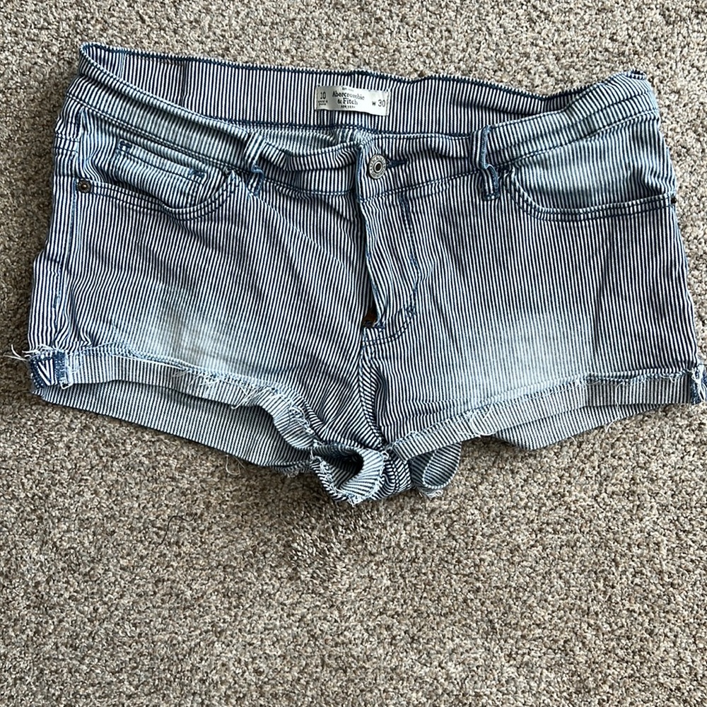 Pinstripe Denim Shorts